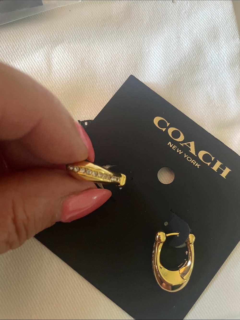 Coach Gold Tone Mini Horseshoe Hoop Earrings - Picture 5 of 6
